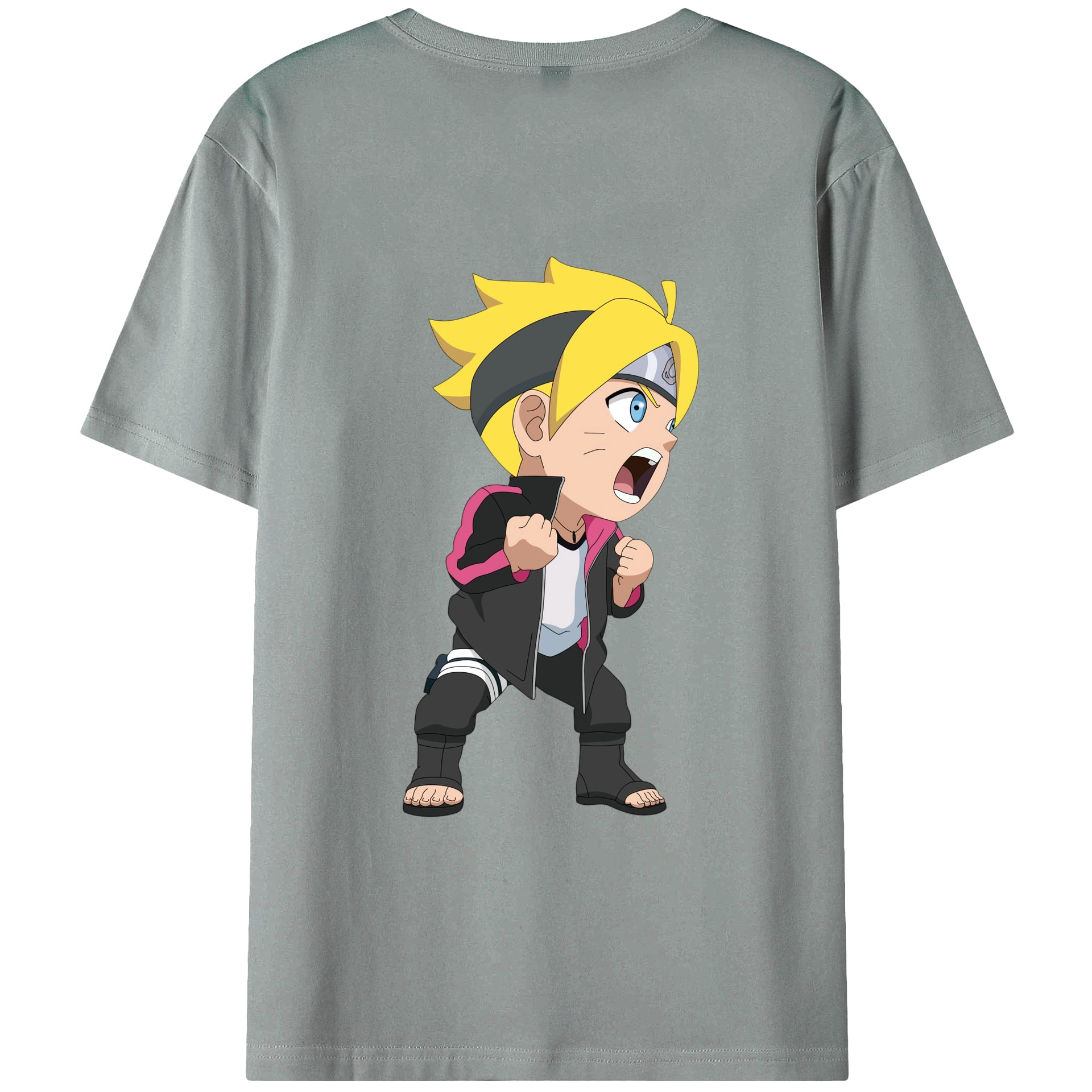 （画像用） NARUTO -ナルト- うずまき ボルト Uzumaki Boruto 綿100％ メンズ半袖Tシャツ（バックプリント） 通気性